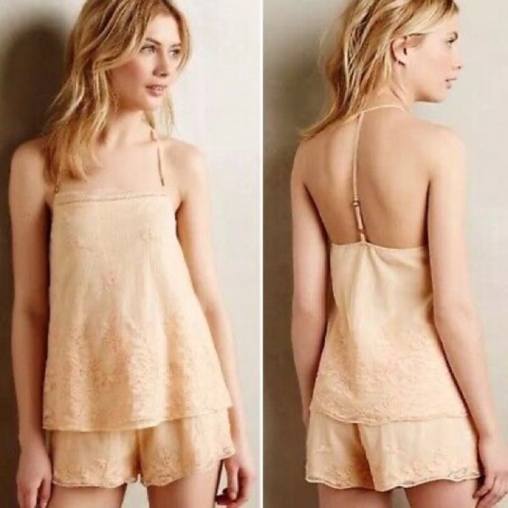 Anthropologie E by Eloise Apricot Mesh Cami Tank Top Small